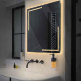 LED Spiegel Quadratisch | Wandschalter-Steuerung | Warmweißes Licht - Reyze Seria Minimal Model 2